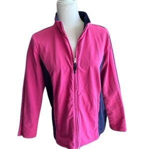 Appleseed’s Zip Up Athletic Jacket Casual Pink Blue Long Sleeve SZ M P